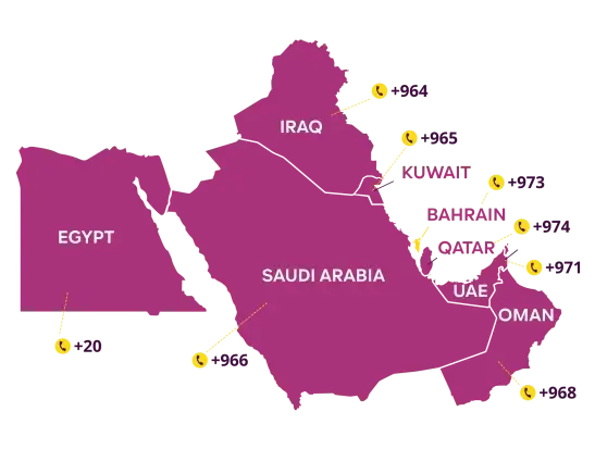 A map of the Middle East with highlighted countries.